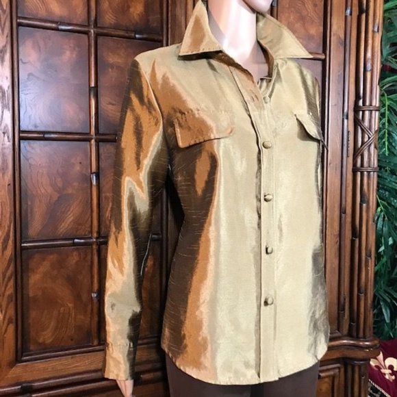 NWOT Kasper Gold Label Shantung Texture Gold Rush Top - Picture 8 of 11